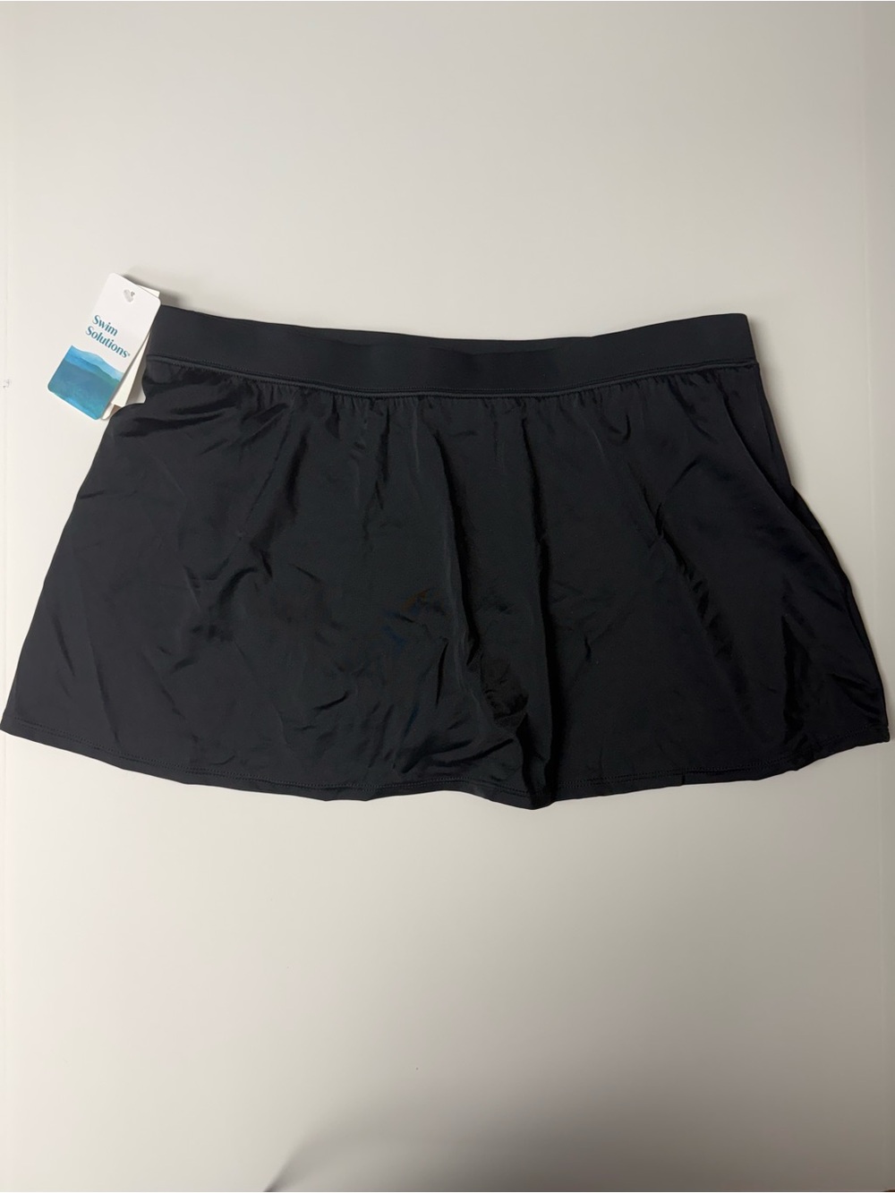 Swim Solutions Black Thigh-Minimizer Swim Skirt size 16